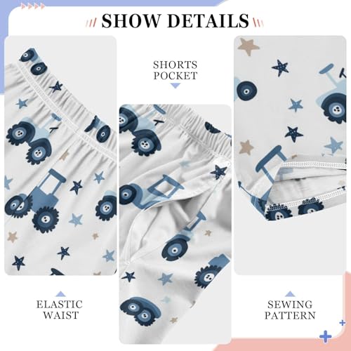 Pajama Bottoms, Farm Tractor and Star Pattern Pajamas Pant Lounge Wear Sleep Long Pants Casual Sleepwear PJS4