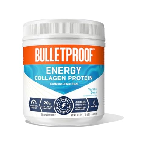 Bulletproof Vanilla Bean Energy Collagen Protein Powder, 18.3 Ounces, Caffeine-Free Fuel with Vitamins and Antioxidants Cover