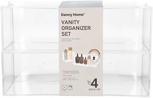HO-159 Detachable Cosmetics Organizer 4-Piece, Clear