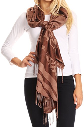 Écharpe en soie Sakkas Salome chocolat pour réchauffer vos tenues d'automne avec style