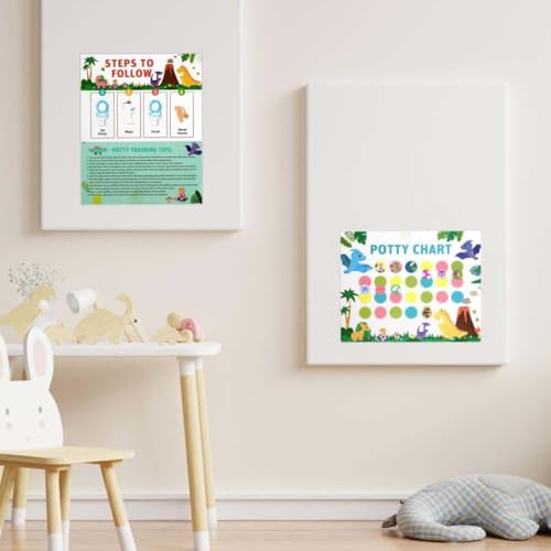 ALMEKAQUZ Potty Training Reward Chart, 10pcs Potty Training Chart for Toddlers, Dinosaur Potty Chart with Stickers Toilet Training Reward Chart Develop Toileting Habit, Gifts for Birthday (Dinosaur)