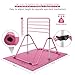 Nimsqury Foldable Gymnastics Bar, 5-Height Adjustable Gymnastic Bars for Kids at Home,Robust & Stable for Indoor/Outdoor Using,Weight Limit 140LBS (Pink with Mat)