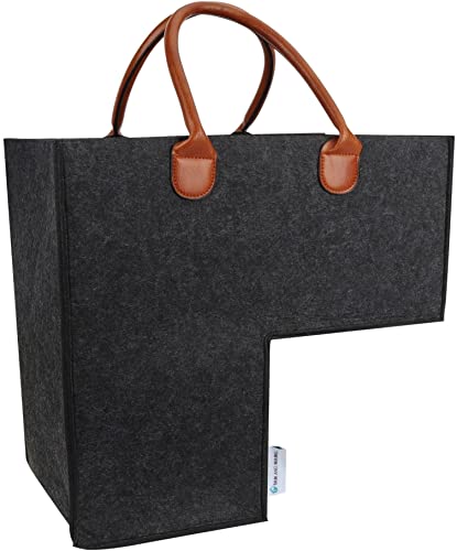 SAM AND MABEL Treppenkorb mit Griffen - 4 mm Premium-Filz-Treppenkörbe für Teppich- und Holztreppen, Treppenaufbewahrungs-Organizer für Zuhause und Büro (elegantes Schwarz) Cover