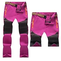 Daysskk Wanderhose Kinder Mädchen Zip Off Trekkinghose Schnelltrocknend Outdoorhose Wasserdicht Funktionshose Sommer Rosa 110