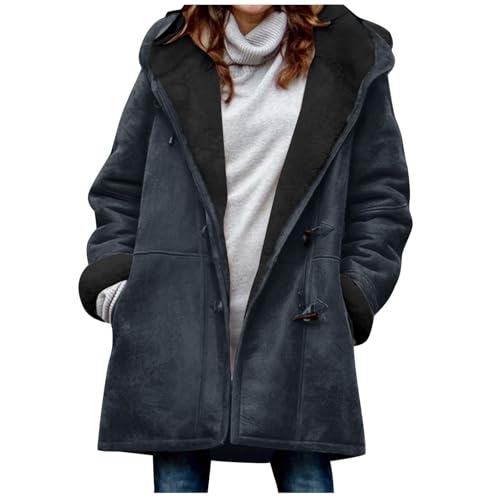 Parka Mujer Invierno Térmica Chaqueta De Terciopelo Talla Grande Mangas Largas Abrigo Paño Slim Fit Color Sólido Vintage Casual Hoodie Cálido Ropa