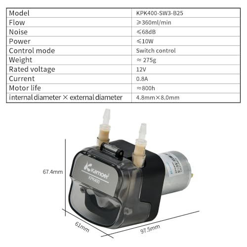 Pompe péristaltique Kamoer KPK400 12 V CC pompe doseuse liquide 360 ml/min – vue 5