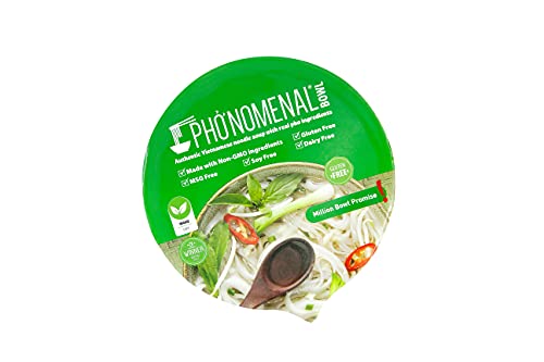 Pho'nomenal Bowl Instant Pho Noodles Gluten Free Low Sodium Vietnamese Vegetable Soup No MSG Authentic Family Recipe Non GMO No Soy (6 Bowl Pack)