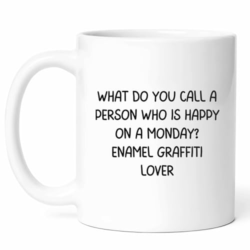 Happy Enamel Graffiti Lover Mug, 11 oz