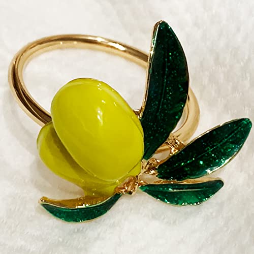 Tverghvad HX151 Lemon Napkin Rings Set Of 4, Lovely Yellow Decorative Fruit Lemon Napkin Ring Holder thumb #2
