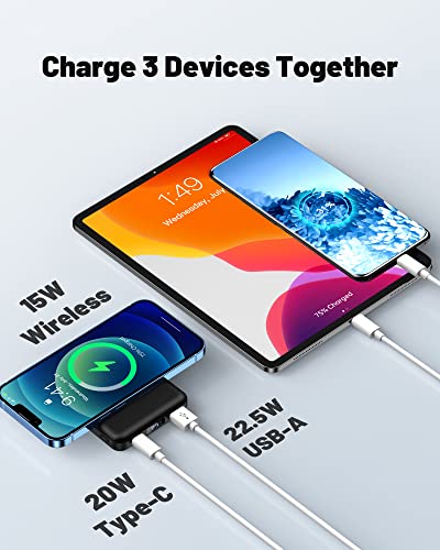 Ellewpoo for MagSafe Power Bank 10000mAh, Magnetic Portable Charger 20W PD Fast Charging, Wireless External Battery Pack with Foldable Stand & LED Display, for iPhone 17/16/15/14/13/12 Series, Black - Image 6