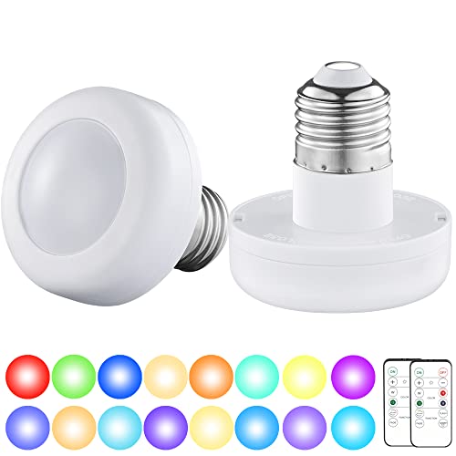 2 Pack 3 Aaa Battery Operated Light Bulb For Lamp, Led Puck Lights With E26 Screw For Non-Electric Wall Sconce And Pendant Light Fixture, Wireless Led Light Bulbs Color Changing With Remote Control #TOP24