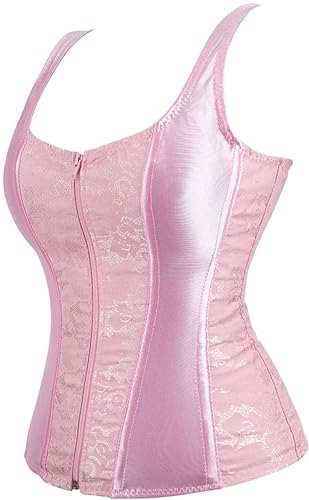 Image of Women's Lace up Gothic Jacquard Shoulder Straps Tank Overbust Shaper Corset Bustiers Top