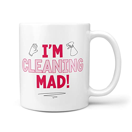 TeHeGifts I'm Cleaning Mad Funny Novelty Gifts for Cleaner Cleaning Lady Mrs Hinch Inspired 10oz Gift Mug