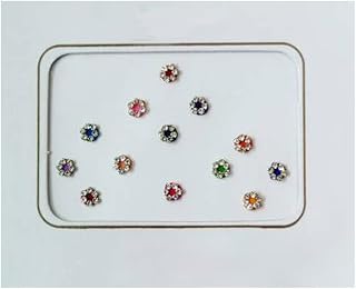 SANGAM Wedding Multicolour Bindi Indian Kumkum Makeup Tilak Long Crystal Bindi Indian Dots Cosmetic Items Stylish Accessories Tikka 6 Packets Forehead Sticker