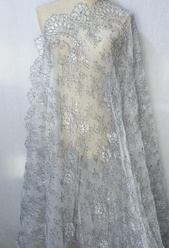 lace 3 Meters Long Bilateral Eyelash Lace Fabric Suitable for Curtains Garment Dress lace (Color : Black 150CM)3