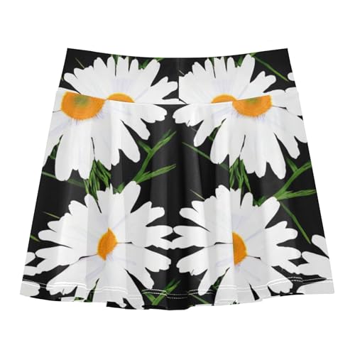 Athletic Shorts Girls Skorts White Daisy Flowers Thin Green Skirts with Shorts Cute Comfy Butterfly 3t2