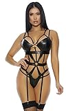 Forplay Women's Teddy with Garters, Black, XL