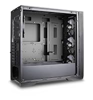 SILENTWARE Air 1000 Black Midi Tower ATX PC-Gehäuse, Große Metall Mesh-Front, gehärtetes Glas-Seitenfenster, 4X 120mm A-RGB Hydro-Lager Lüfter, GPU bis 400mm, Radiatoren 360mm, ATX Netzteil, Schwarz – Ansicht 6