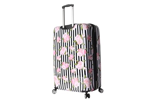 Betsey Johnson 30 Inch Checked Luggage Collection - Expandable Scratch Resistant (ABS + PC) Hardside Suitcase - Designer Lightweight Bag with 8-Rolling Spinner Wheels (Stripe Roses, 30in) by Betsey Johnson - Image 7