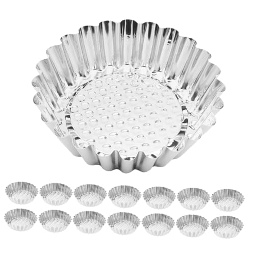 Abaodam 30個 ミニタルト型 ステンレス製 丸型 花模様 エッグタルトカップケーキ型 焼き菓子用 耐久性 高耐熱 家用 業務用 多用途ベーキング