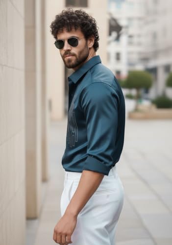 Image of IndoPrimo Men's Stylish Satin Shirt for Party and Casual Wear - Exclusive Designer Full Sleeve Shirt for Men - Pilar