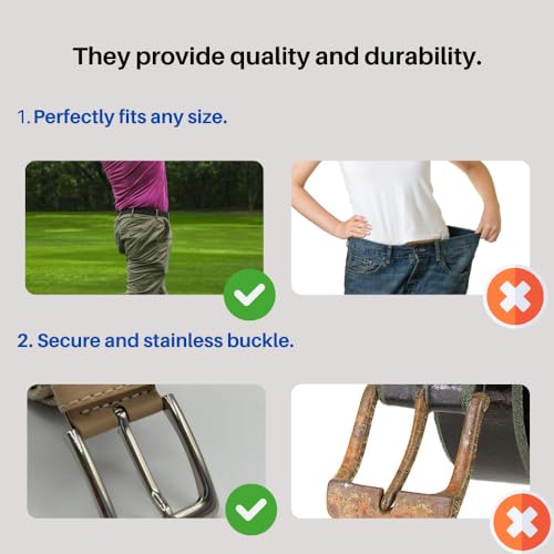 2 Pieces Braided Elastic Belt for Men Women Stretchy Elastic Belt Extensible Work Belt Adjustable Belt Beige Black3