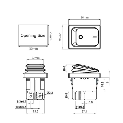 Interruptor KCD4 de 4 pines y 16A 250V CA para encendido de maquinaria industrial 7