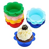 30 Pcs Silicone Muffin Liners with Tabs,Silicone Cupcake Liners,Reusable Cupcake Liners for Steel Mu
