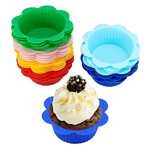 30 Pcs Silicone Muffin Liners With Tabs,Silicone Cupcake Liners,Reusable Cupcake Liners For Steel Muffin Pan, Non-Stick Baking Cups For Cupcake Pan #TOP10