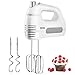 Price comparison product image Deik Hand Mixer Electric Whisk, 6-Speed Electric Hand Held Mixer with 2 Stainless Steel Beaters and 2 Dough Hooks, Ejection Button, 300W, White