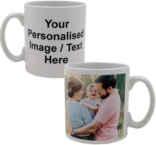 Personalised Photo Mug with Any Custom Photo Text Design or Logo - This Customised Coffee Cup is an Amazing Gift for Birthdays, Anniversaries, Teachers, Retirement, Mothers and Fathers Day, White