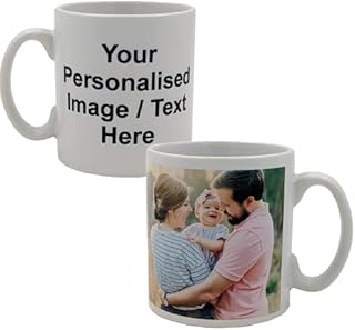 Personalised Photo Mug with Any Custom Photo Text Design or Logo - This Customised Coffee Cup is an Amazing Gift for Birthdays, Anniversaries, Teachers, Retirement, Mothers and Fathers Day, White