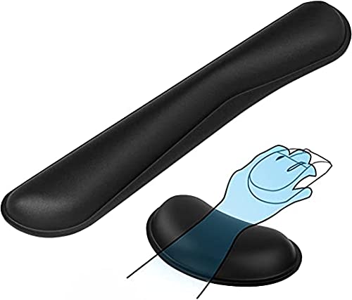 ORiTi 2-in-1 Keyboard Wrist Rest, Memory Foam Wrist Pad for Keyboard, Mouse Wrist Rest, Smooth Fiber Cushion Support, Ergonomic Sets for Easy Typing & Pain Relief for Computer, Laptop, Office & Home