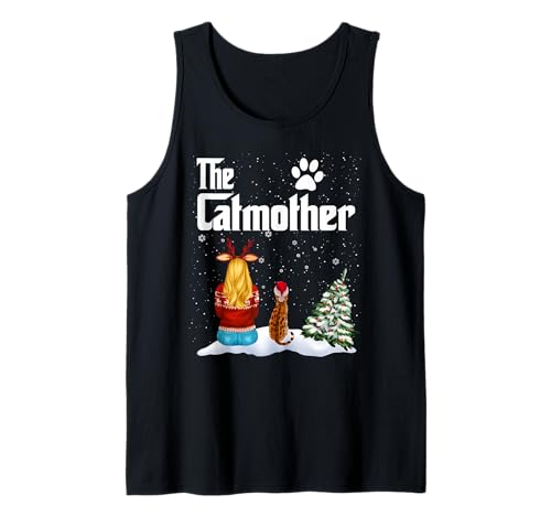 The catmother bengal cat mom christmas funny kitty xmas tank top