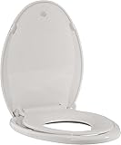Toilet Seat Elongated White Flat Toilet Seat Cover with Quick Release Easy Clean Hinges, Comfortable Fit for Standard Toilets, Perfect for Home Bathroom Upgrades, Apartments and Guest Restrooms
