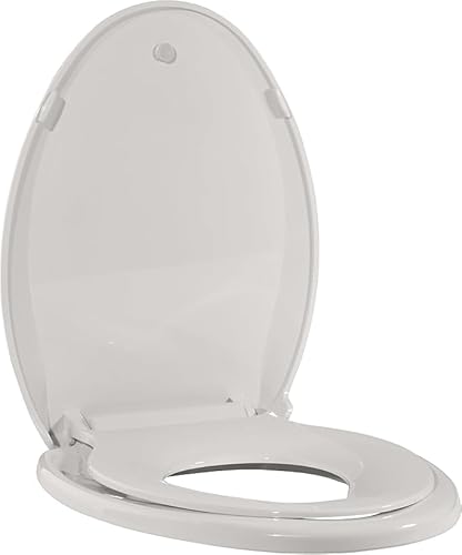 Toilet Seat Elongated White Flat Toilet Seat Cover with Quick Release Easy Clean Hinges, Comfortable Fit for Standard Toilets, Perfect for Home Bathroom Upgrades, Apartments and Guest Restrooms
