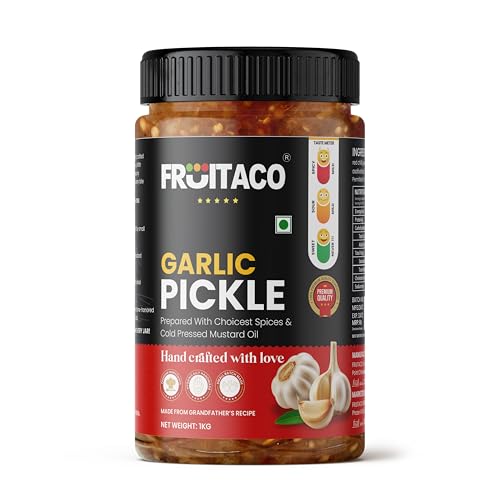 Image of Fruitaco Garlic Pickle - Authentic Indian Pickle with Tangy and Spicy Flavor | Perfect Side for Meal (1 Kg, Garlic Pickle)