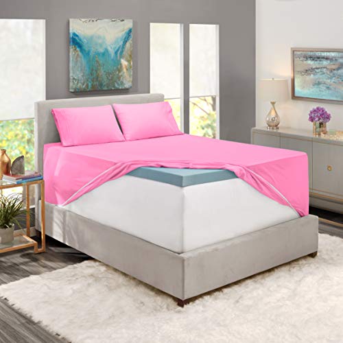 Image of Nestl California King Bed Sheet Set - Light Pink - 4-Piece Extra Deep Pocket