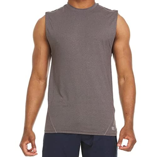 Russell Athletic Men's Fitted Muscle Performance T-Shirt, Black Heather, Medium #TOP2