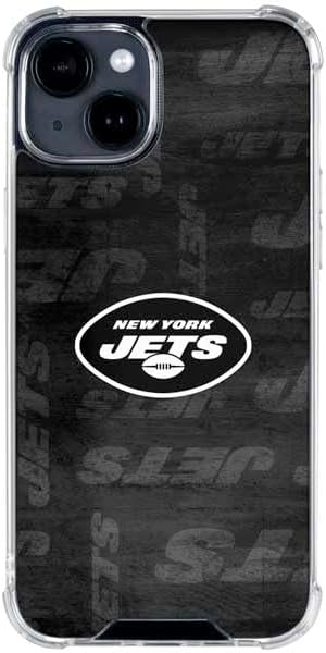 Skinit Clear Phone Case Compatible with iPhone 14 - Officially Licensed NFL New York Jets Black & White Design
