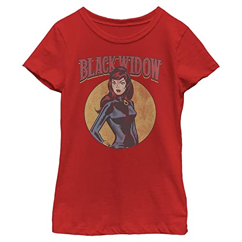 T-shirt Marvel Black Widow fille rouge taille XS en coton doux