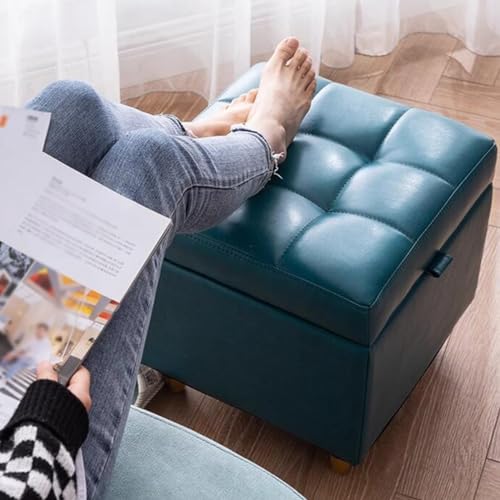 Banc rectangulaire en cuir gris avec coffre rembourré pour lit - 3