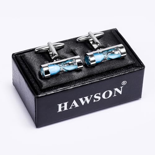 Mancuernillas reloj de arena azul para hombre con caja miniatura 5