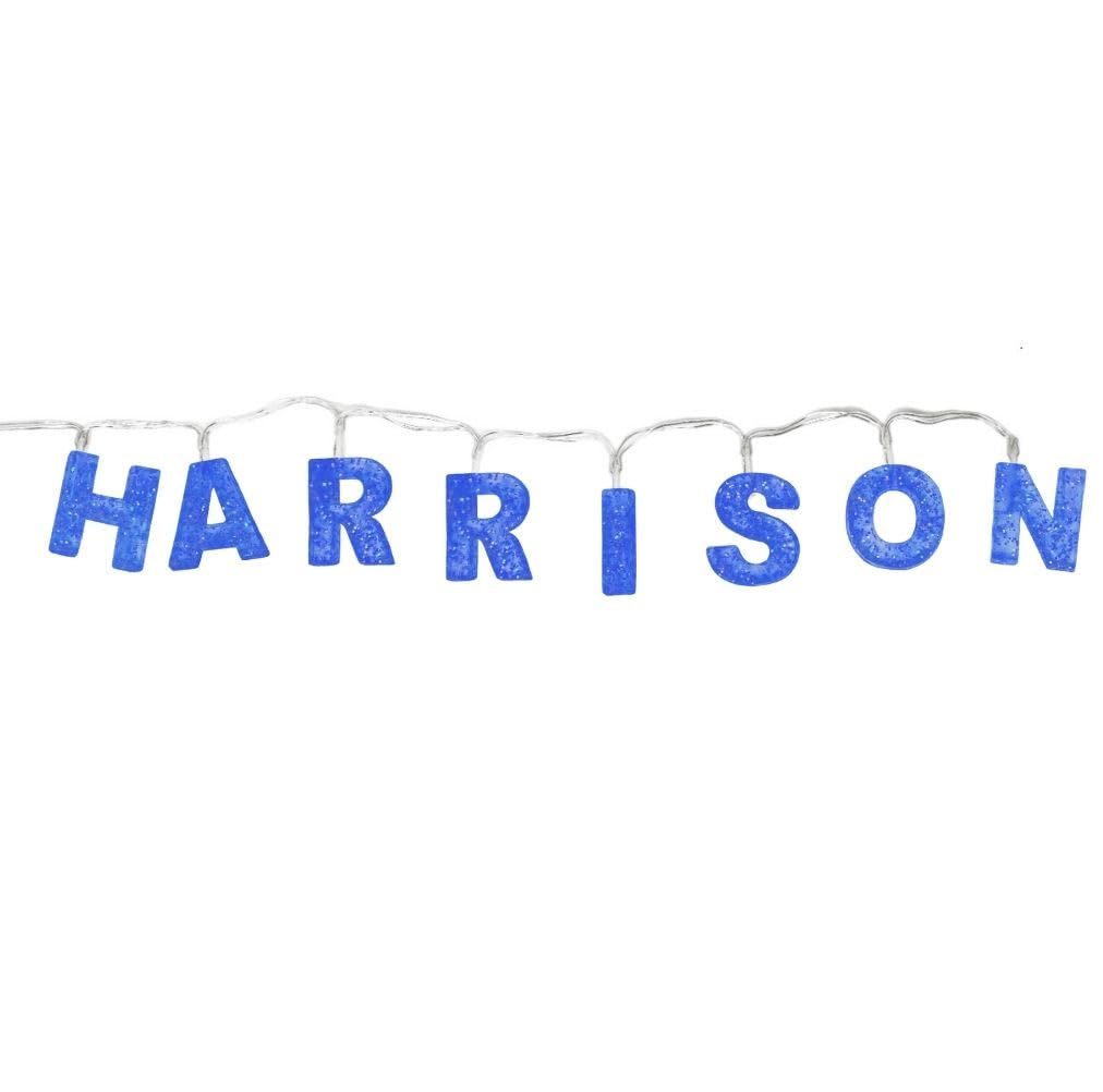 Mulberry Studios HARRISON - Indoor Decorative LED String Lights Hanging Decorations Light Up Your Name in LED Blue Lights