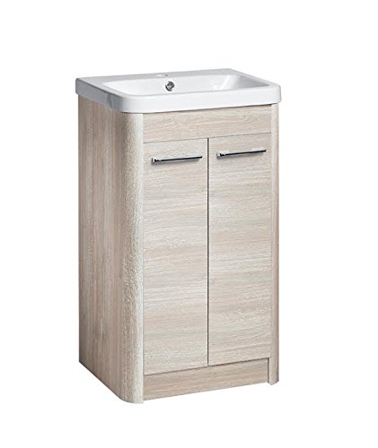 Contour Roper Rhodes Floor Standing Washed Oak Bathroom Vanity Unit With Matching Ceramic Sink Basin