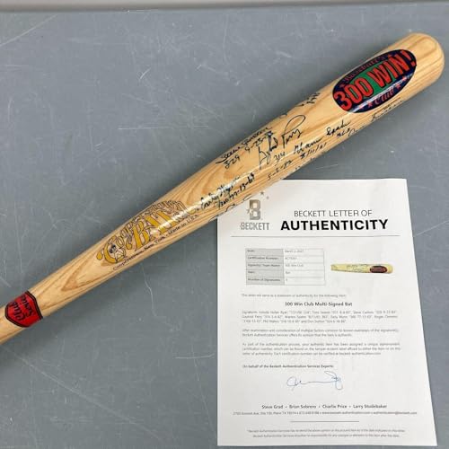 Beautiful 300 Win Club Signed Baseball Bat With Inscriptions Beckett COA - Autographed MLB Bats