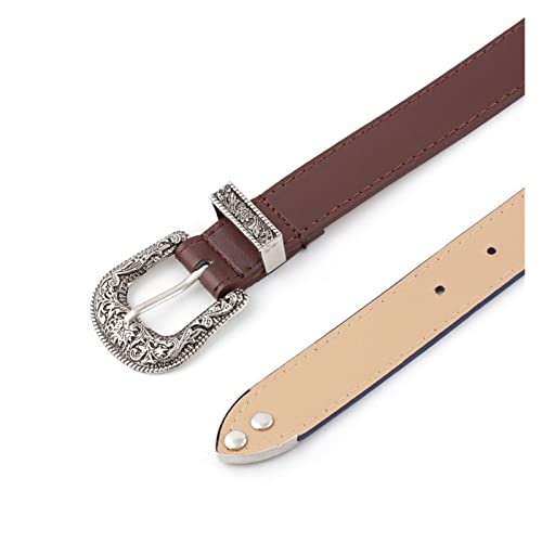 Saturey Ceinture Femme Femmes en Cuir Noir Occidental Cowgirl Ceinture de Ceinture de Boucle en métal (Belt Length : 108cm, Color : Camel) – vue 6