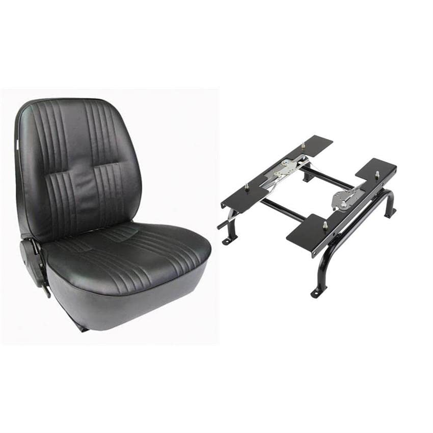 Procar Low Back Driver Side Black Vinyl Bucket Seat with Seat Mount, Adjustable Incline and Recline for Extra Comfort, Includes Hardware for Easy Installation