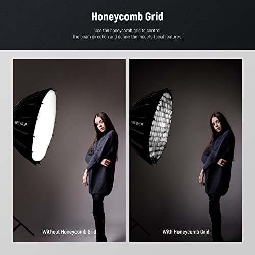 Neewer 22Inch/55Cm Parabolic Softbox Quick Set Up Quick Folding, With Diffusers/Honeycomb Grid/Bag, Compatible With Aputure 120D Light Dome Godox Sl60W Neewer Rgb Cb60 And Other Bowens Mount Lights #TOP4