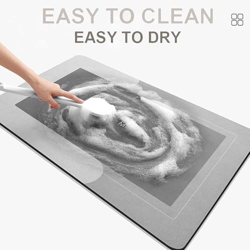 Image of Rubber Bath Mat 4 MM, Anti-Skid Water Soaking Bathroom Rug Door,Floor mat, Soft Quick Dry Water Absorbent Mat for Home Office 40x60cm - Grey